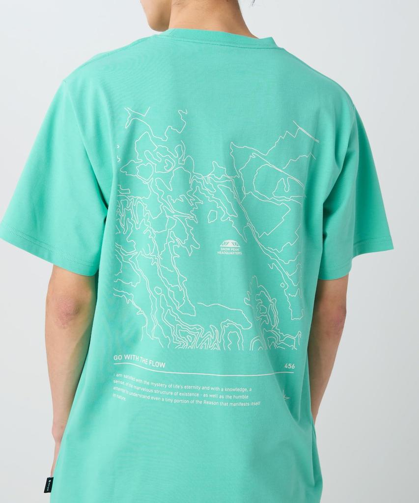 HQ Topographic Map Short Light Size M [Snow Peak] T-Shirt TS-26SU003 T-shirt, Sleeve, Men's/Women's, Green,