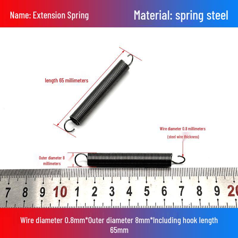 0.8mm Yellow Extension Spring with Hooks - Stapler Rebound Force 