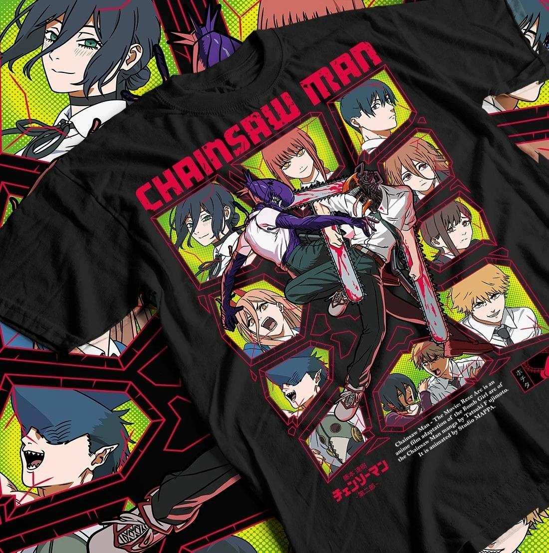 Chainsaw Man T-Shirt Chainsaw Man Horror Anime CSM Denji Power Shirt All Size L