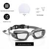 Professional Adult Racing Swim Set: Anti-Fog Silicone Goggles with Plated Waterproof Glasses