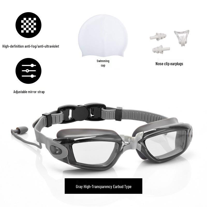 Professional Adult Racing Swim Set: Anti-Fog Silicone Goggles with Plated Waterproof Glasses