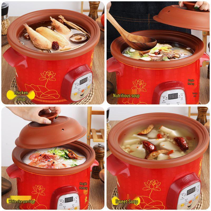 Smart Zisha Clay Stew Pot: Automatic Soup & Porridge Cooker for Health Preservation