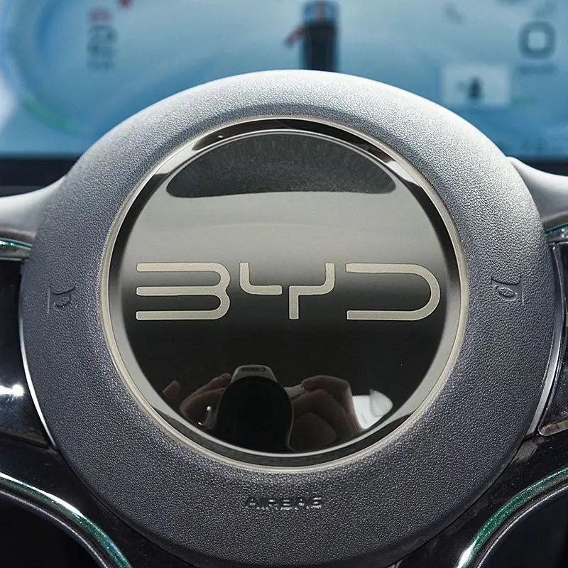 HBZBP1 Car Steering Wheel Metal Protective Cover for BYD Atto 3 Yuan Plus Seagull Dolphin Seal Stainless Modified Sticker Fashion New