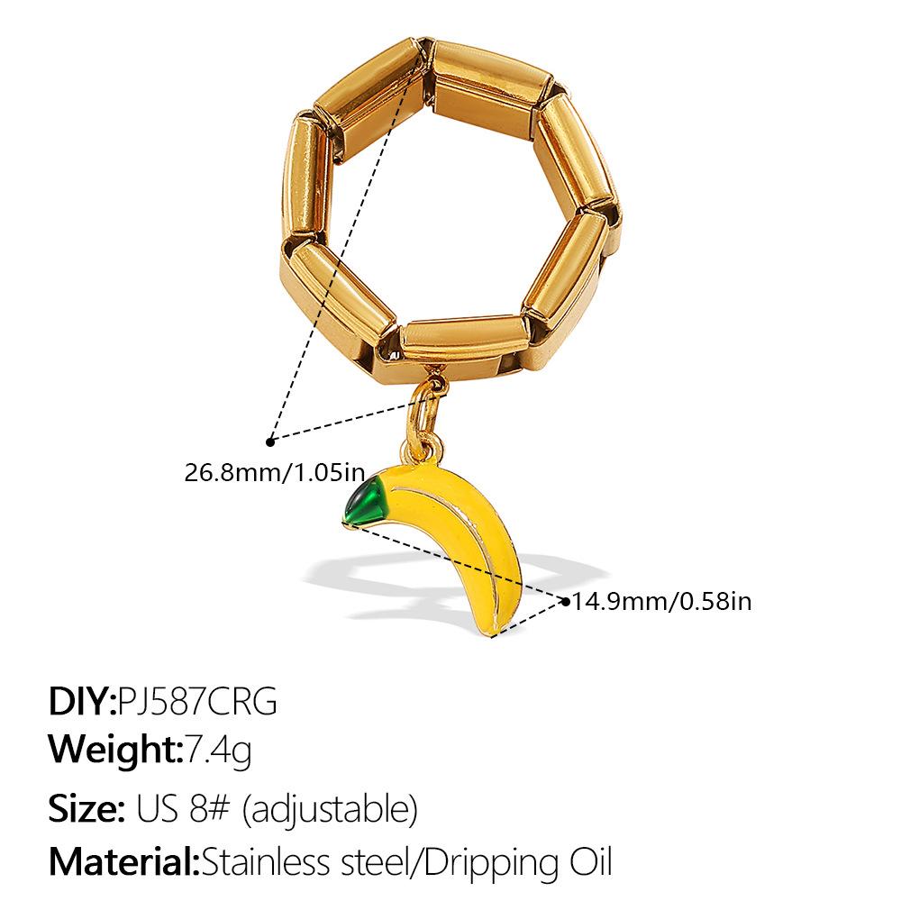 DIY pendant ring ring stainless steel gold-plated exaggerated multi-element pendant ring women