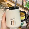 Baijie Ceramic Mug, Coffee Cup, Gift Water Cup, Milk Cup, Breakfast Cup, Office Cup with Spoon And Lid, 420ml