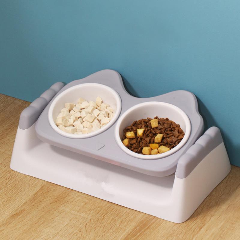 1 szt. miska dla kota miska na karmę dla kota regulowany kąt miska dla psa miska dla psa miska dla kota podwójna miska ochrona kręgosłupa szyjnego przyrząd do karmy dla psa