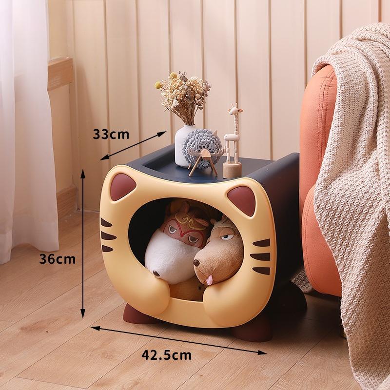 

Cartoon Kitty Bedside Table Bedroom Cat Nest Bedside Table Toy Storage Locker Night Table Living Room Pet Accompany House Gifts
