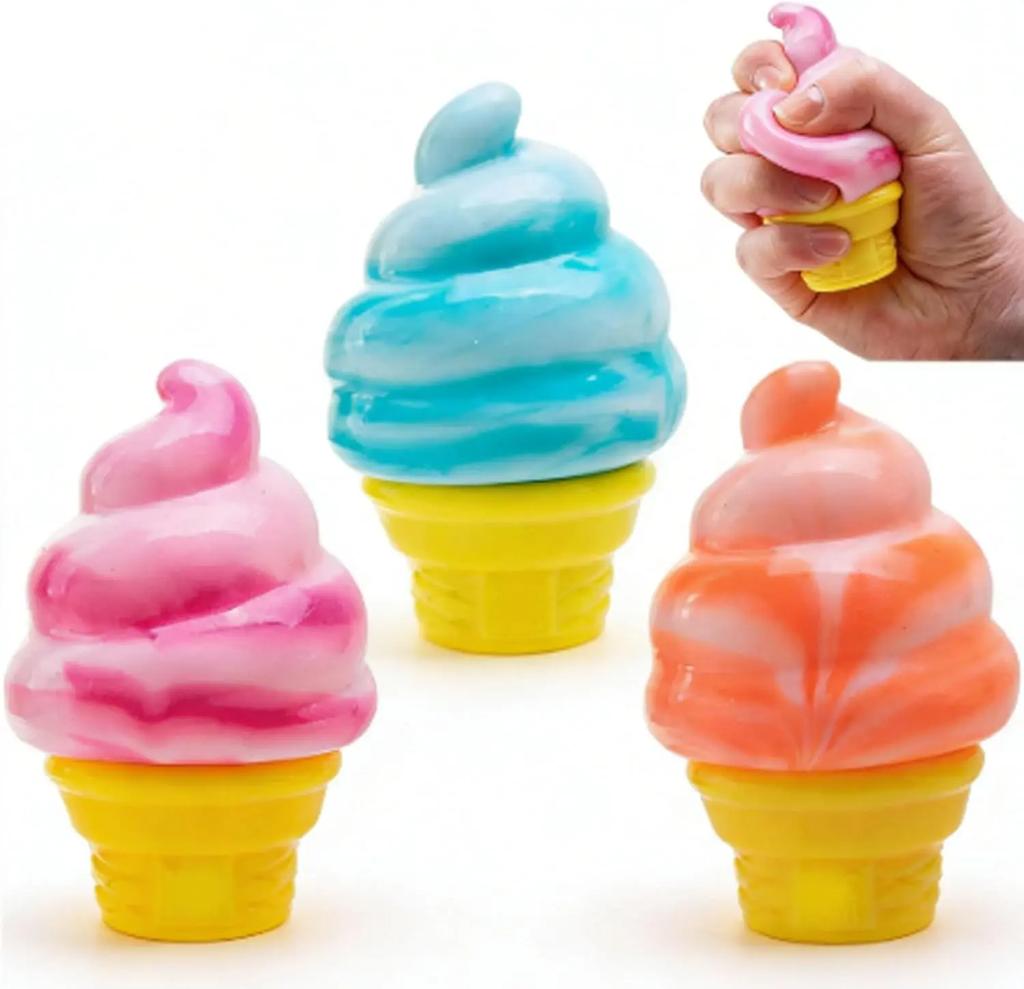 Aesthetic Ice Cream Squishy: Creative Simulation Food Ornament, Sensory Fidget for Focus, Office Desk Stress Relief Gift
