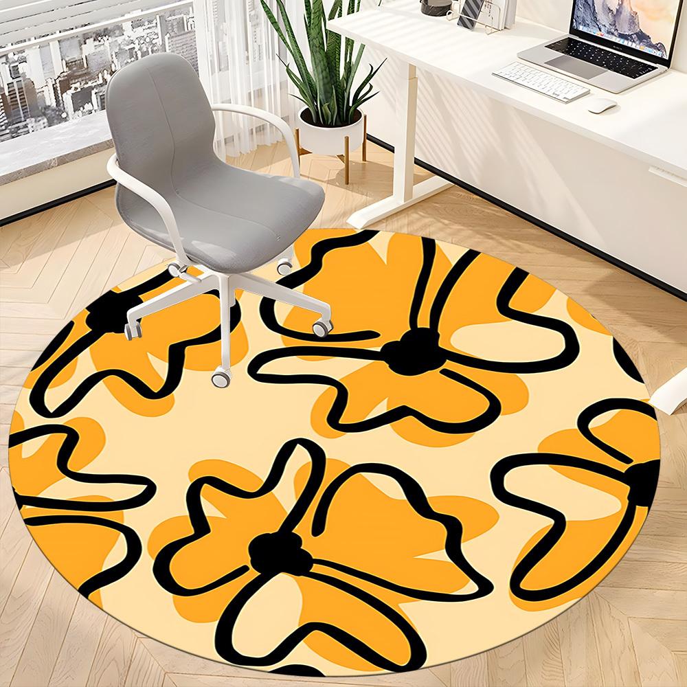 1PC Floral Pattern Chair Carpet for Office, Indoor Non-Slip Washable Carpet, Soft Comfortable Mat For Office Room yy250930094