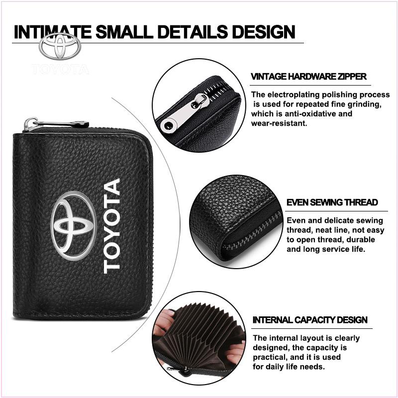 Wallet Driver License Business Card Holder Key Case for Toyota TRD GR Auris Rav4 Yaris Hilux Corolla Prius Avensis Emblem