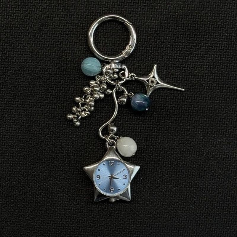 Retro Star Watch Keychain Y2K Carabiner Pendant Couple'S Bag Charms Hangings Ornament Accessories