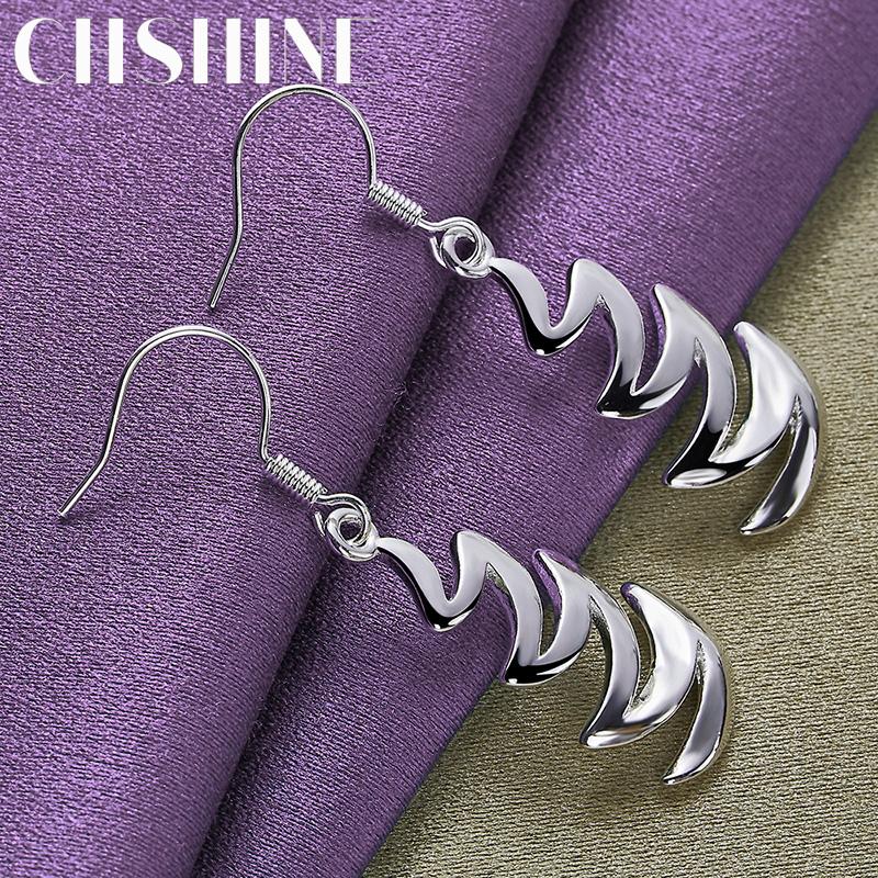925 Sterling Silber Welle Muster Ohrringe Für Frauen Mode Charm Schmuck
