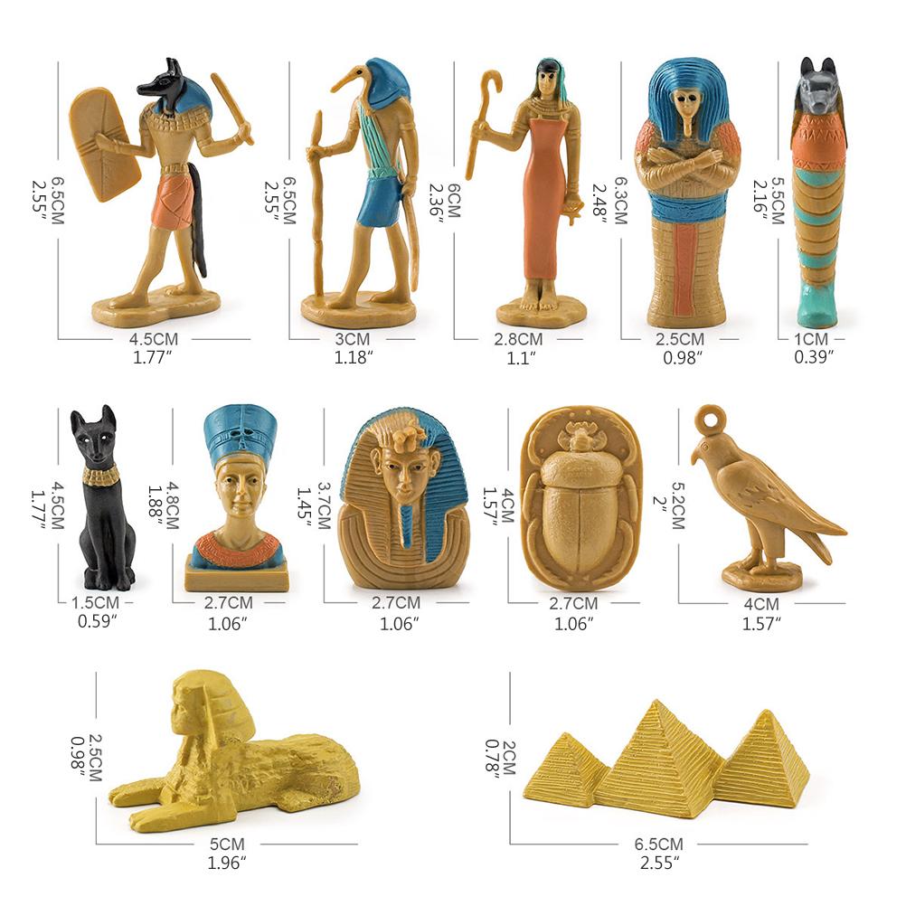 

12 Pcs Ancient Egypt Egyptian God Goddess Figurines Set PVC Miniature Statues Set
