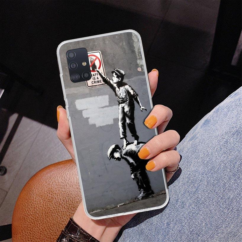 Street Art Banksy Graffiti Phone Case For Samsung Galaxy A52 A32 A22 A12 A51 A31 A50S A30S A20S A10S Note 20 Ultra 10 Plus S10 A