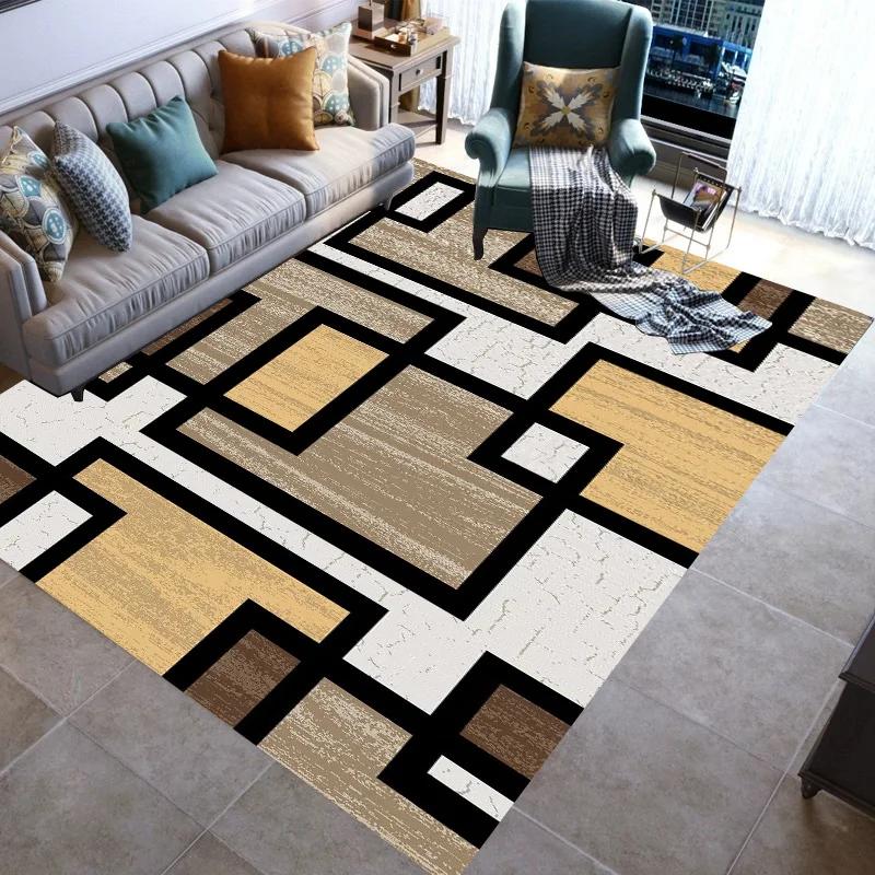 Fashionable Stylish Geometric Lines Washable Modern 3D Printing Carpet Mat Living Room Bedroom Toilets Rugs Area Rug