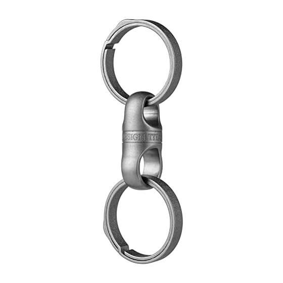 [FEGVE] Titanium Key Ring Car Key Holder for Men Smart Key Hardware 360 Rotating Connector (Connector (Matte) + 27mm Side Push Ring x 2) Titanium