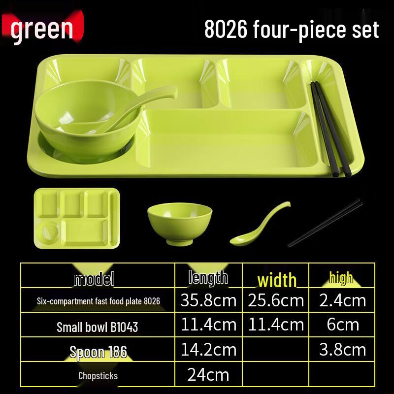 Thickened Melamine 4-Compartment Cafeteria Plate