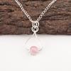 Round Pink Cat'S Eye Gemstone Mother Gift Wedding Pendant 925 Sterling Silver PP-40-48