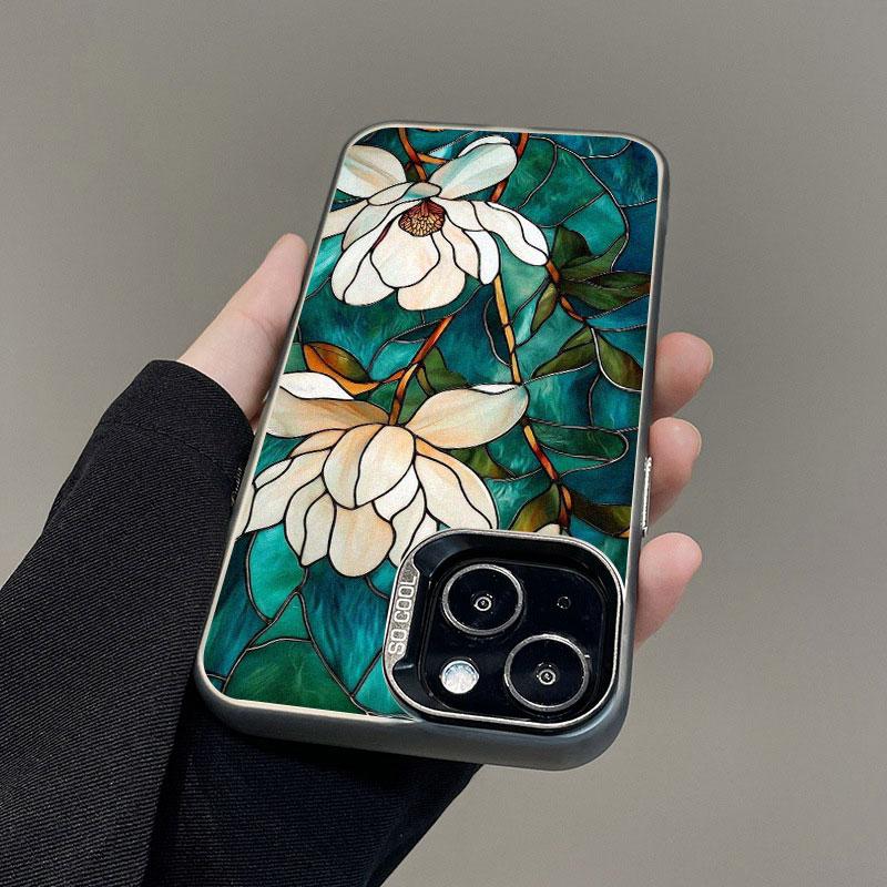 Laser Phone Case For IPhone 15 16 14 Pro Max Cases 11 12 13 17 Pro 17 16 E 14 Plus Luxury Lotus Flowers Floral Shockproof Covers