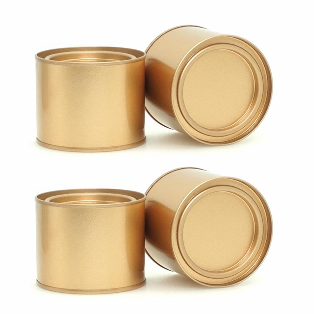4Pcs/Set Portable Multipurpose Round Mini Seal Metal Tea Can Tinplate Stretch Candle Can Canisters Candy Jar Aromatherapy Box