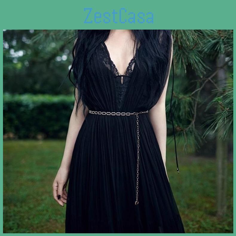 Female Metal Water Diamond Chain Belt For Elegant Dress Waist Accessory