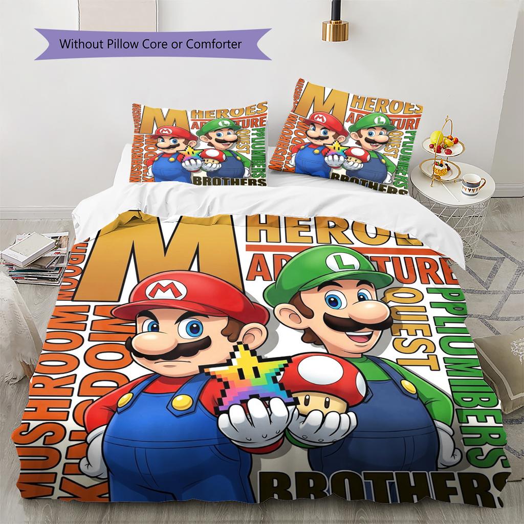Super Mario Comfortable Soft Duvet Cover, Children Bedding Set Gift, Multiple Sizes -HE134