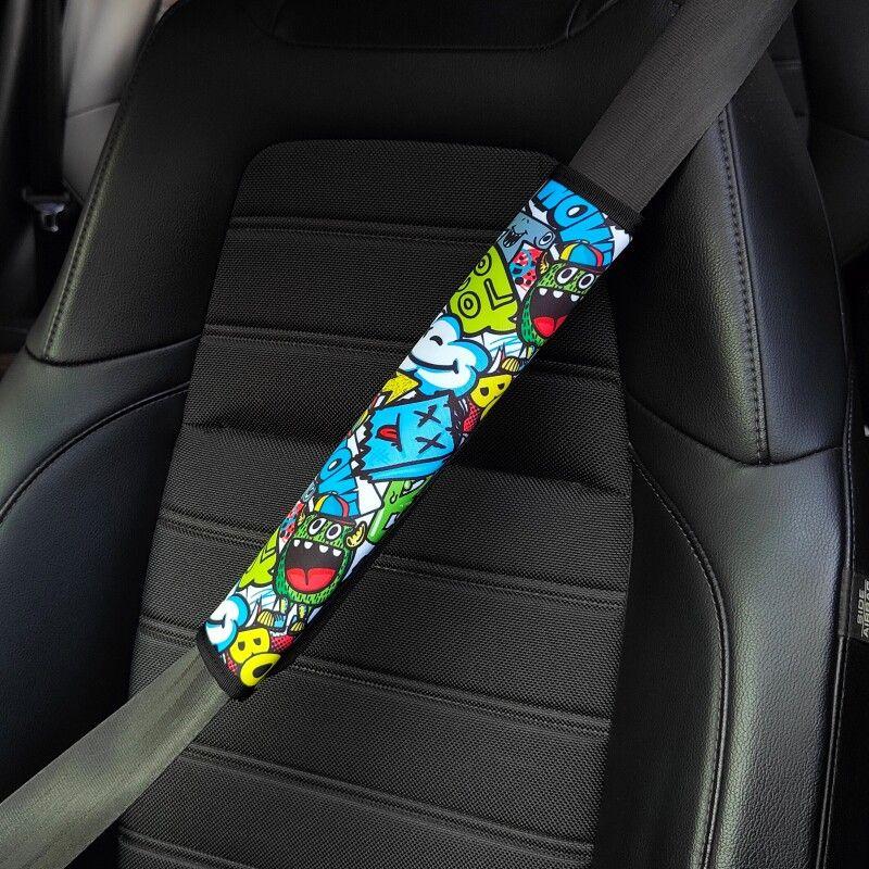 JDM Automobile Seat Belt Shoulder Protector Cartoon Ethnic Style Long Safety Belt Protective Cover All Year Round Neutral