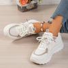 Women's White Sneakers Spring  Breathable Mesh Chunky Platform Flats Women Fashion Butterfly Lace Up Casual Shoes Woman
