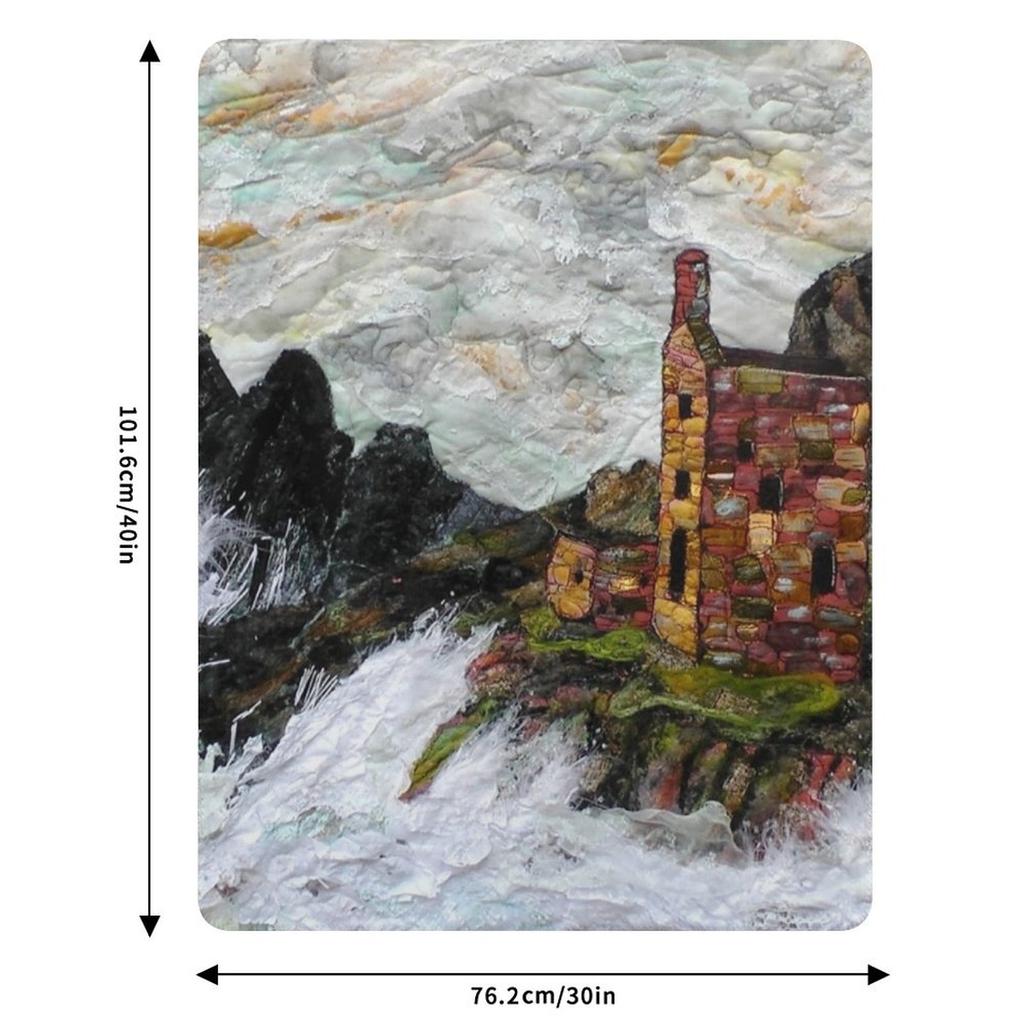 Engine Houses At Botallack Cornwall. Textile Art Throw Blanket Long Lasting Soft Plush Blanket for Daily Use