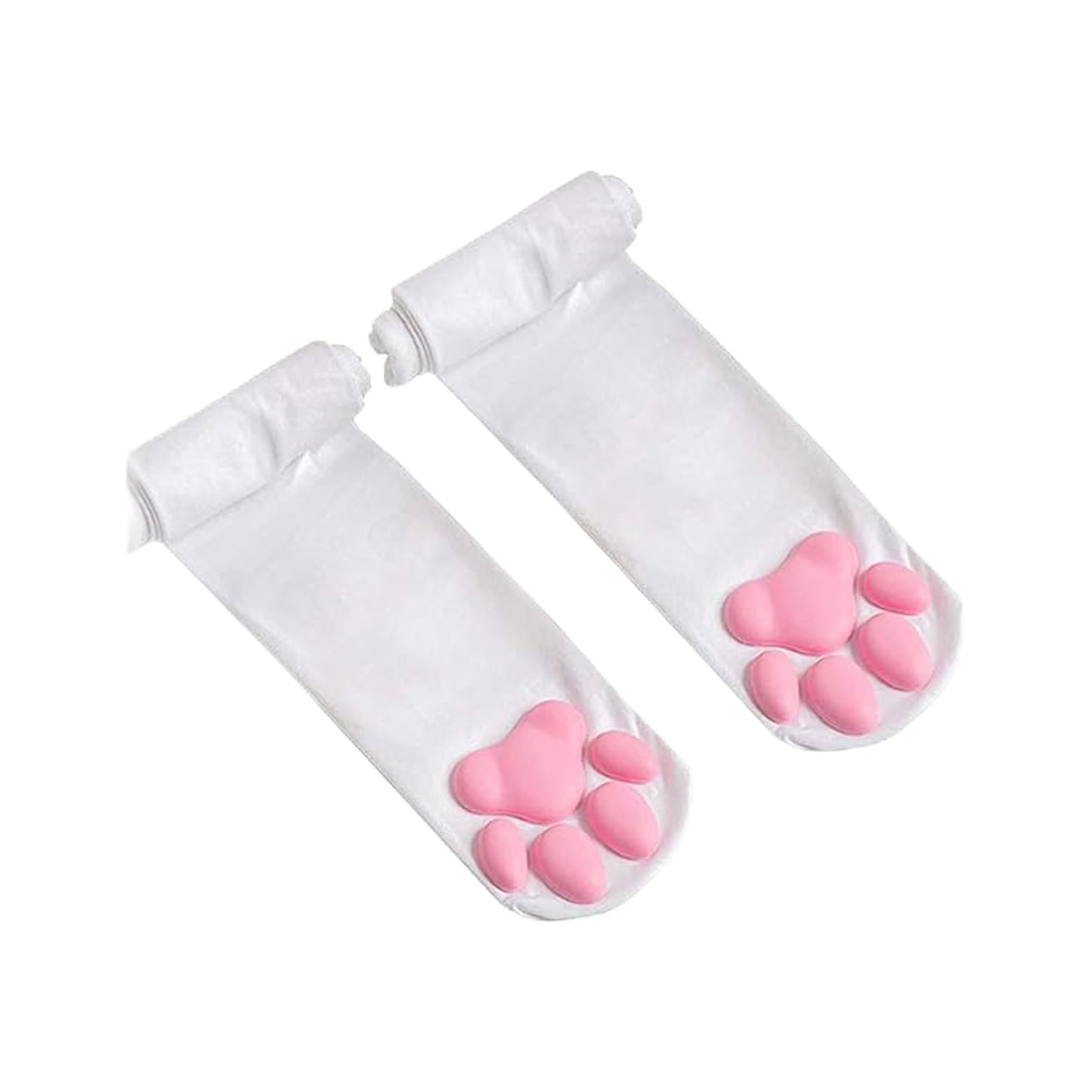 

1 Pair 3D Cat Paw Meat Pad Knee High Socks, Home Floor Socks,Creative Funny Socks For Girls One Size