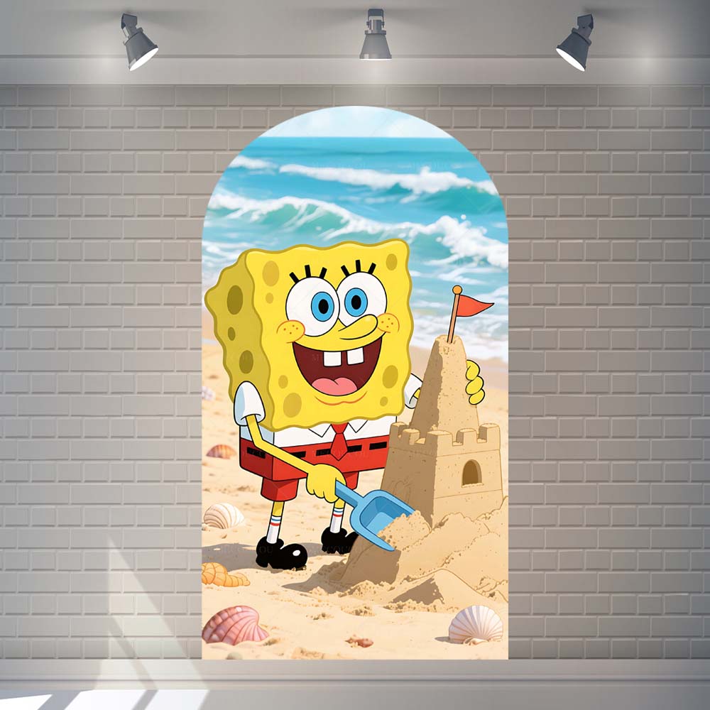 Cartoon Sponge Themed Photography Backdrop For Kids Baby Photo Shoot Studio Props Wall Cloth Decoration