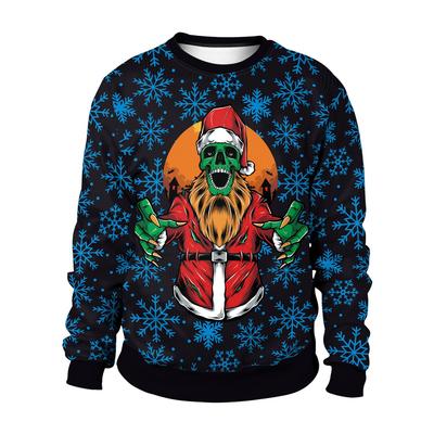 Fun Christmas Printed Pullovers for Men and Women Christmas Sweater Tops Long Sleeves Crew Neck Casual Pullovers Plus Size