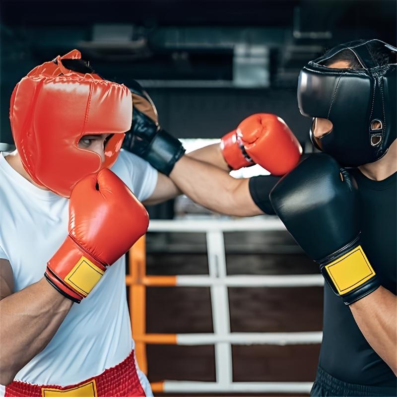 Langlebiger Und Sicherer Boxhelm Leder Karate Muay Thai Sanda Training Erwachsene Kinder Kopfschutz Taekwondo Helme Vollständig Bedeckt Verdickt Männer Frauen