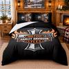 Conjunto de Roupa de Cama com Padrão Harley-Davidson 3 Peças Lençol e Fronhas Para Quarto Interior
