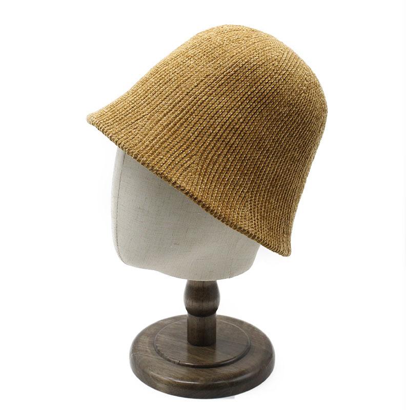 Ins Chenier Dome Knitted Bucket Hat Female Solid Color Small Face Thickened Bucket Basin Hat