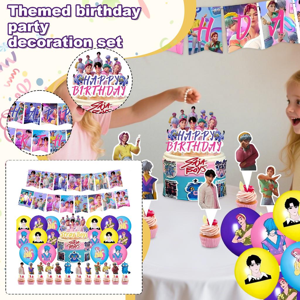 Cartoon - Themed Birthday Party Decoration Set For Creating A Festive And Joyful Atmosphere At Celebration Events