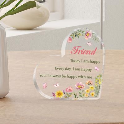Geschenke für Freundinnen An Freunde Desktop-Dekoration Liebesherz Acryl Transparent Englische Ornamente