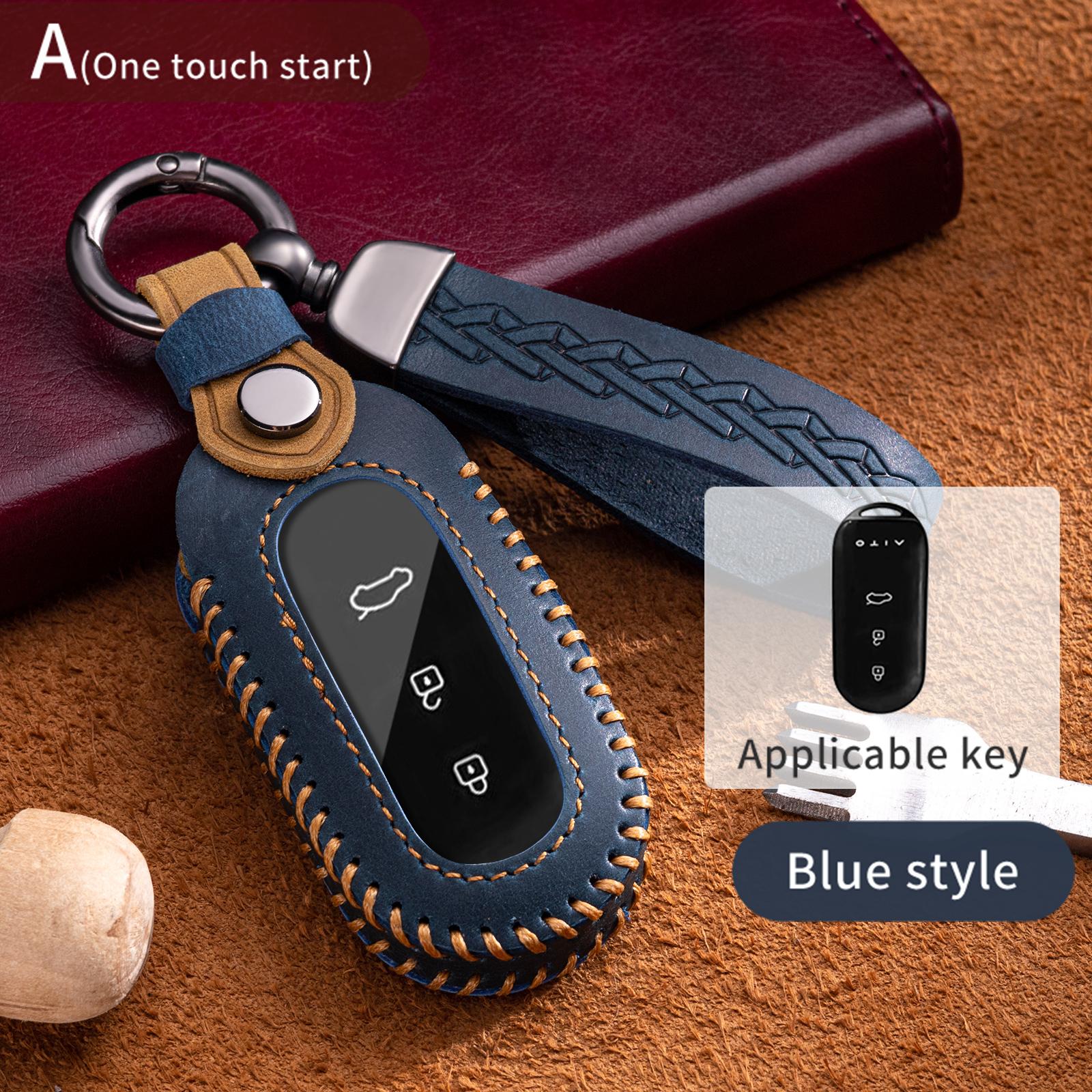 

Шкіряний автомобільний чохол для смарт-брелока з дистанційним керуванням для Aito M5 M7, захисний брелок, комплект без ключа, аксесуари для салону автомобіля синій