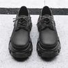 New Derby Shoes Men'S High-End Trend Black Platform Heightened Fried Street Dad Leather Shoes 1-J