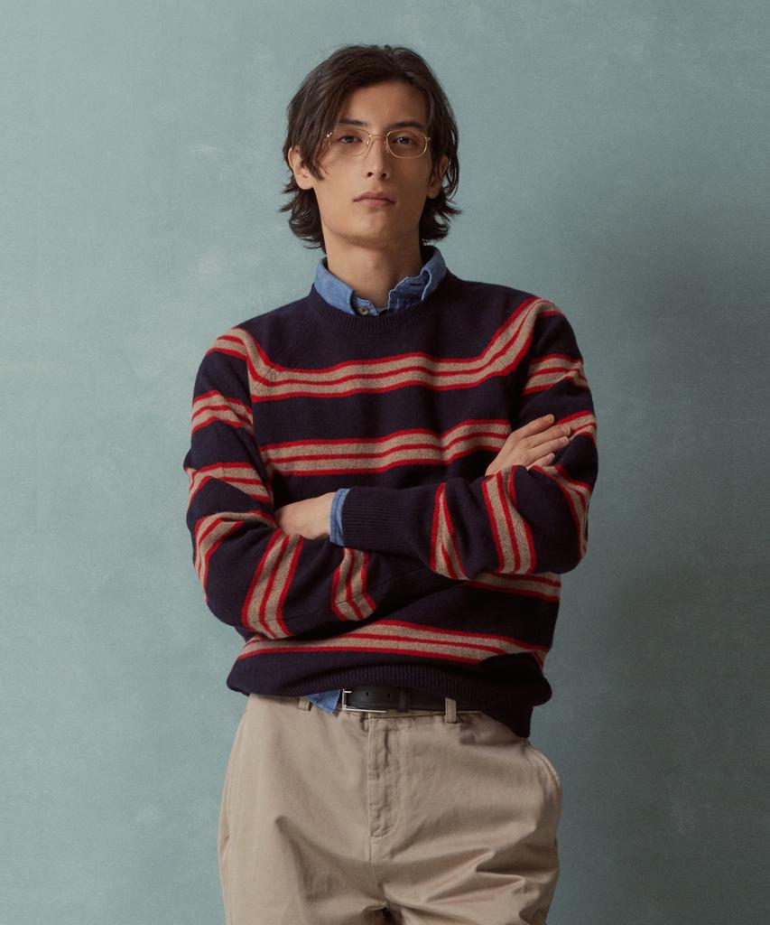 BROOKS BROTHERS Wool Striped Crewneck Sweater (Multi) (Bbwrmmf401)