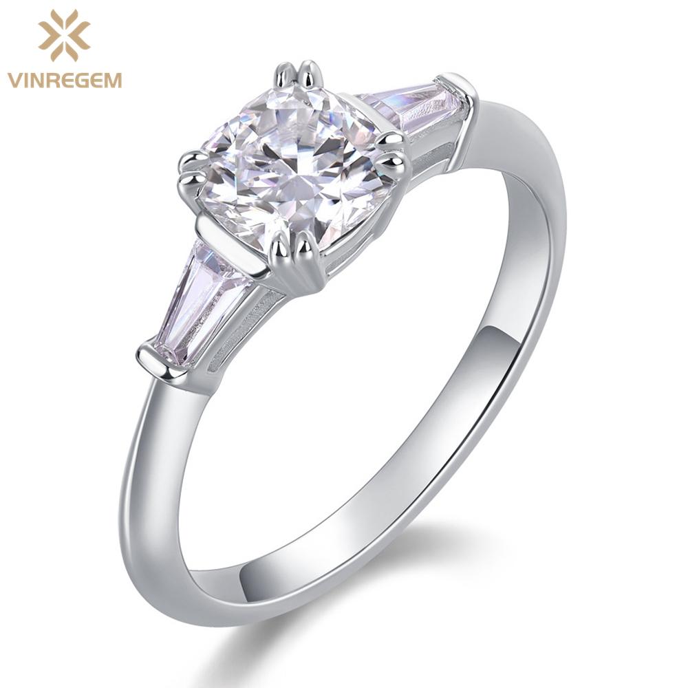 

Vinregem Elegant, 100% серебро 925 пробы, 3EX VVS1 D, цвет 6*6 мм, 1 карат, настоящие муассанитовые бриллианты, женское кольцо, обручальные украшения, свадебные подарки US 5 белый