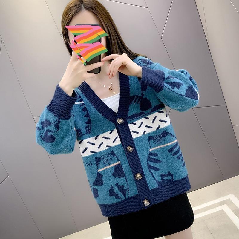 Knitted Cardigan Women's Sweater Knitted Sweater Women's Long-sleeved Cardigan Jacket Outer Cardigan Women's Spring and Autumn