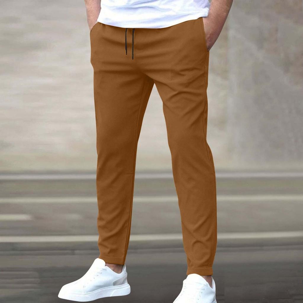 Casual Slim-fit Nine-point Men's Pants Solid Color Casual Pocket Pants