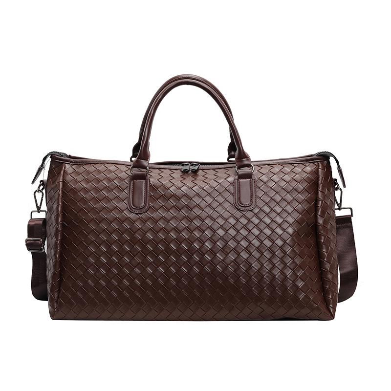 New fashion new PU leather woven portable travel bag large capacity shoulder messenger bag casual Korean version travel bag