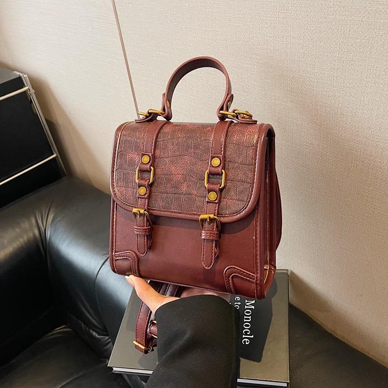 

Ретро рюкзак женский новая мода нишевый портативный на плечо сумка-мессенджер премиум маленький рюкзак бордовый