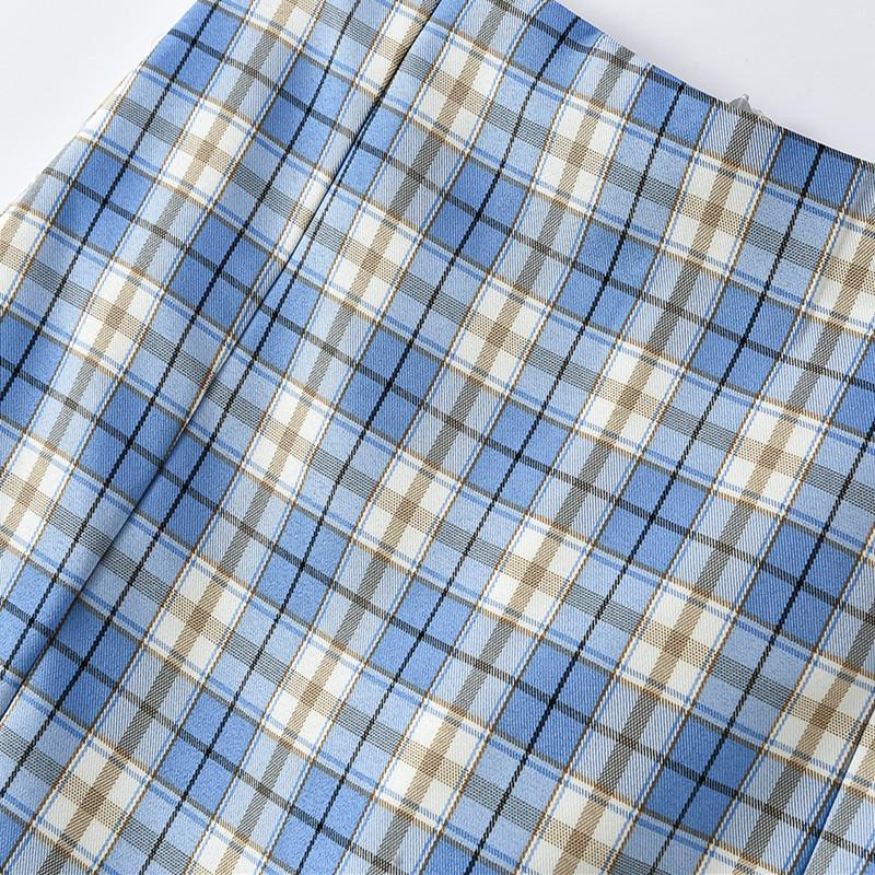 Süße Mädchen Student Mini Plaid Rock Frauen Hohe Taille Grid Split Kurze Röcke Mit Shorts