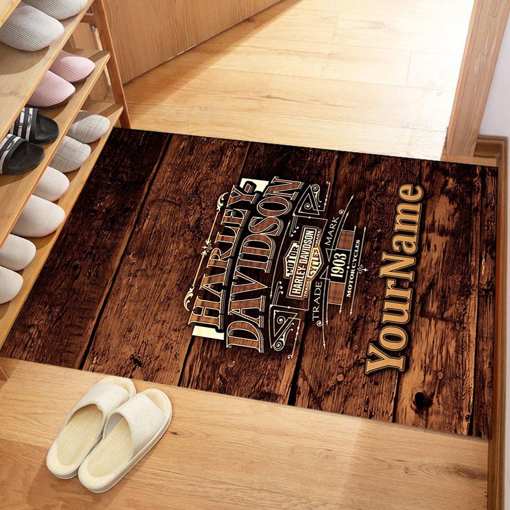 Harley-davidson Motorcycles Personalized Name Floor Mat Suitable for Dormitory Balcony Entryway Foyer Anti-slip Rug Office Home Decor
