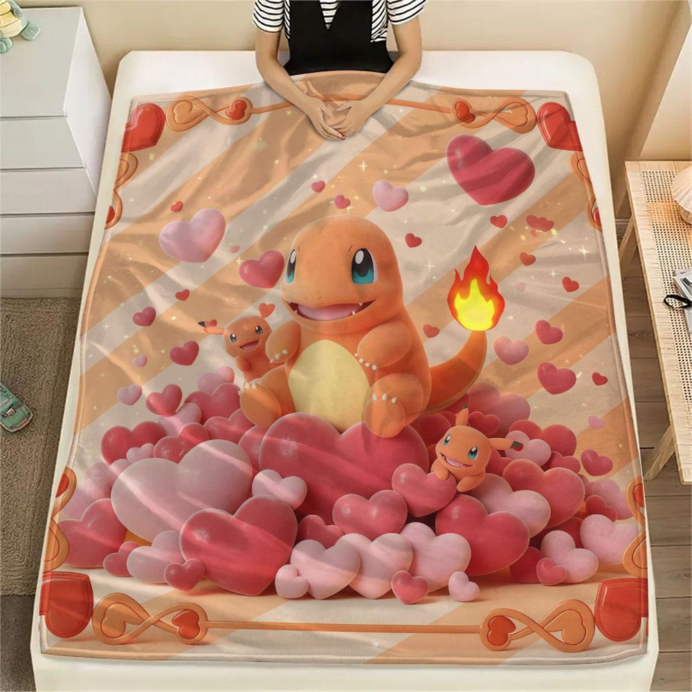 1 Stück Flanelldecke mit Pokemon-Liebesdruck, Hohe Qualität, Bequem für alle Jahreszeiten, Heimdekoration, Wärme und Komfort, Perfekt für Weihnachtsgeschenke