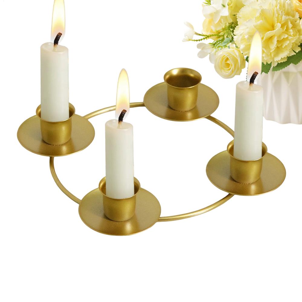 

Gold Candle Holders Modern Gold Table Centerpieces Advent Wreath Candle Stick Holders For Home Kitchen Living Room Bedroom