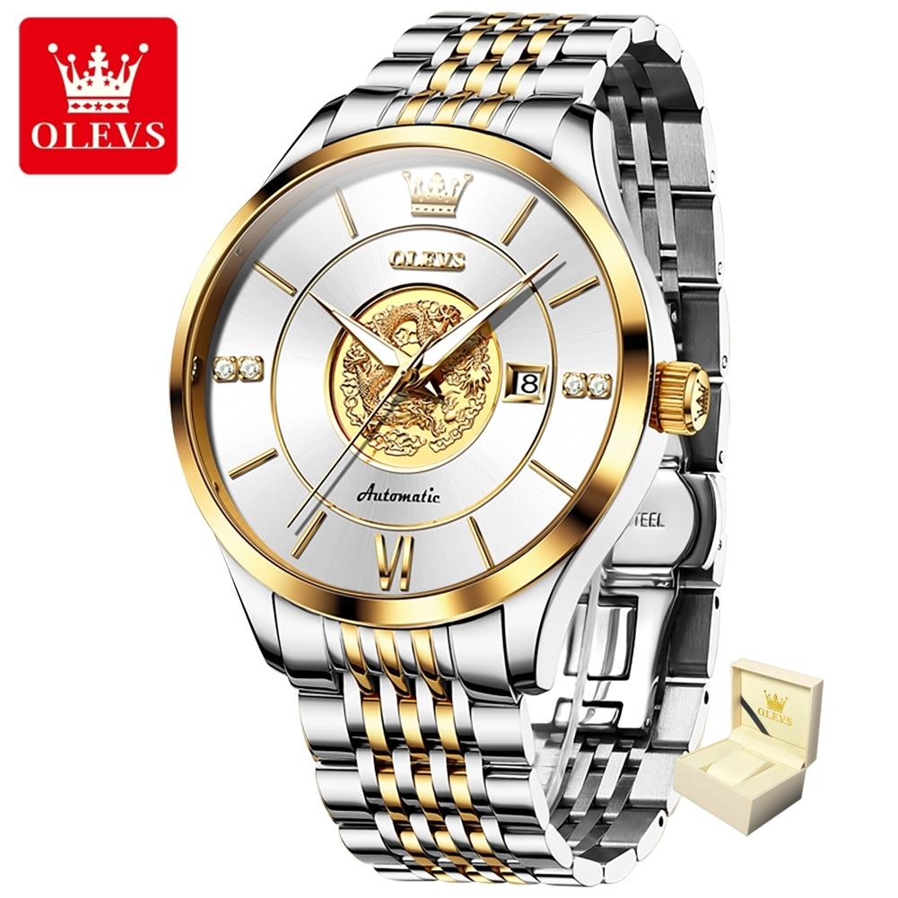 

Новий найкращий чоловічий годинник Fashion Diamond Dragon Relief Повністю автоматичний механічний годинник білий